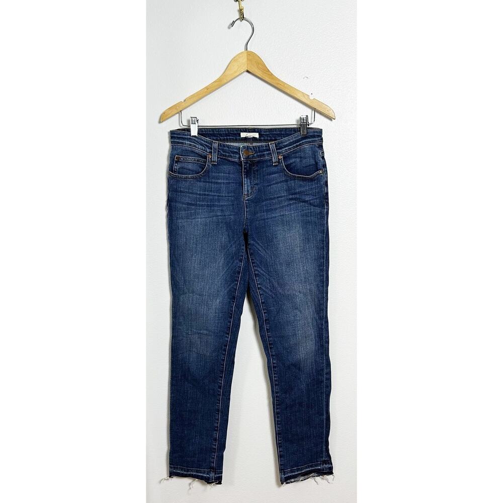 Eileen Fisher Women's High Rise Blue Jeans Frayed Hem sz 4